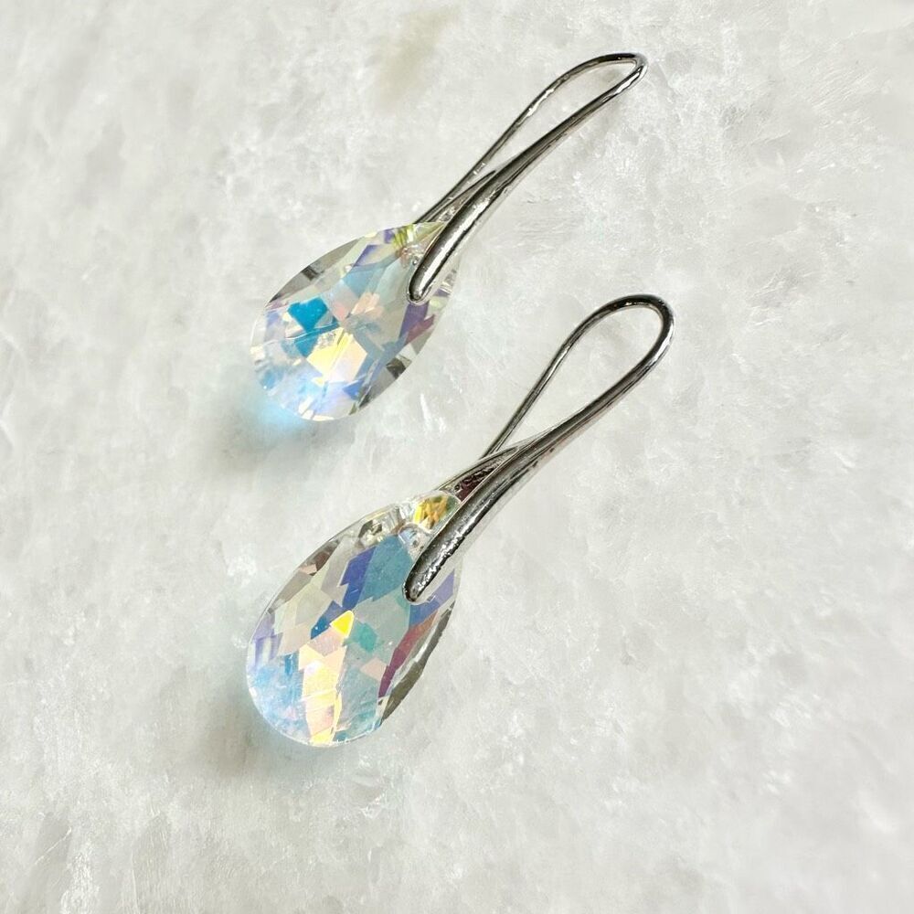 Iridescent super sparkly water teardrop earrings